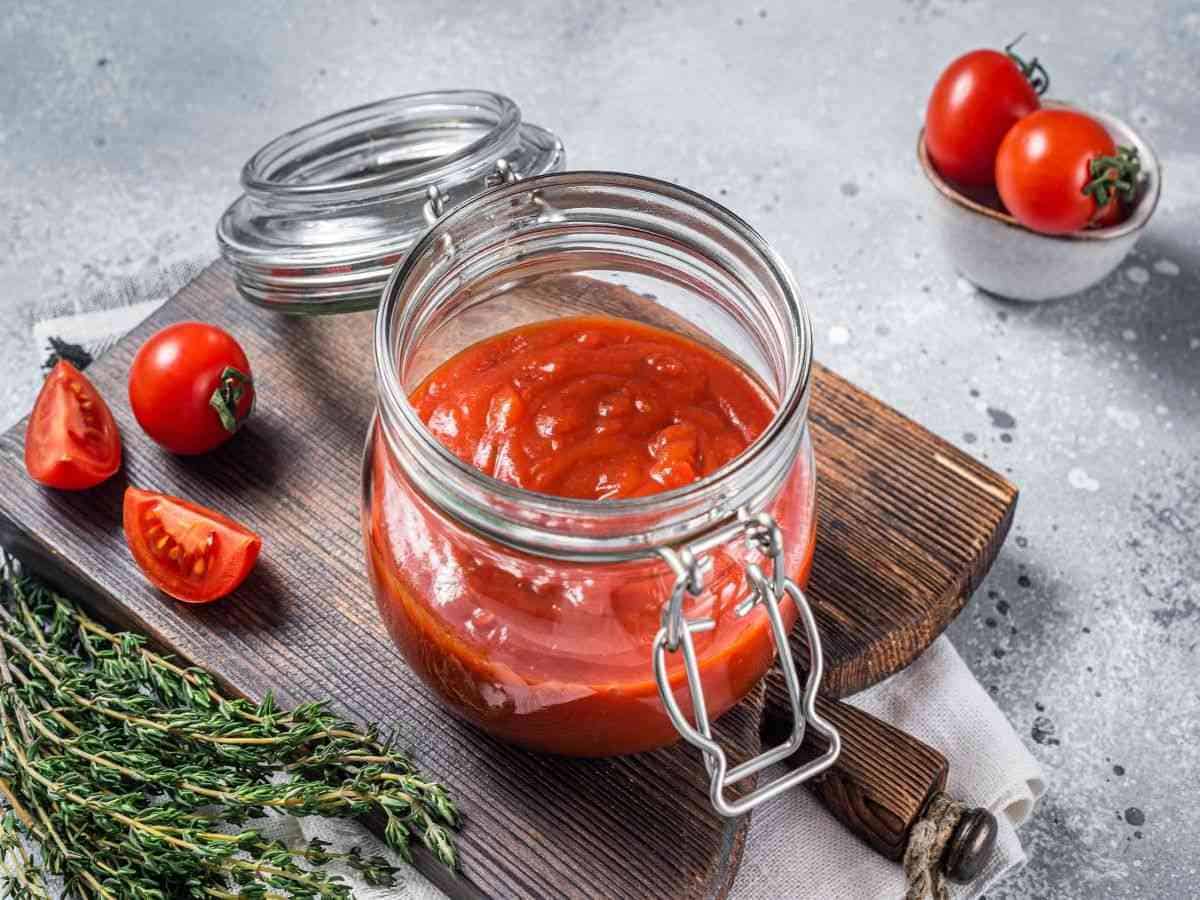 Приготовить домашнюю томатную пасту на зиму. Томатный соус в стеклянной банке.
